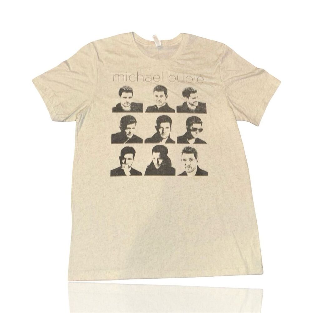 Michael Bublé Graphic T-Shirt Unisex L Cream Music Celebrity Tee